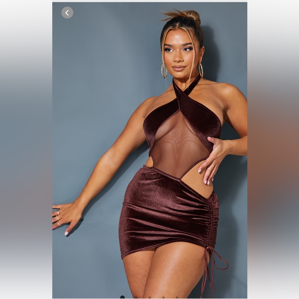 Asymmetrical brown mini dress